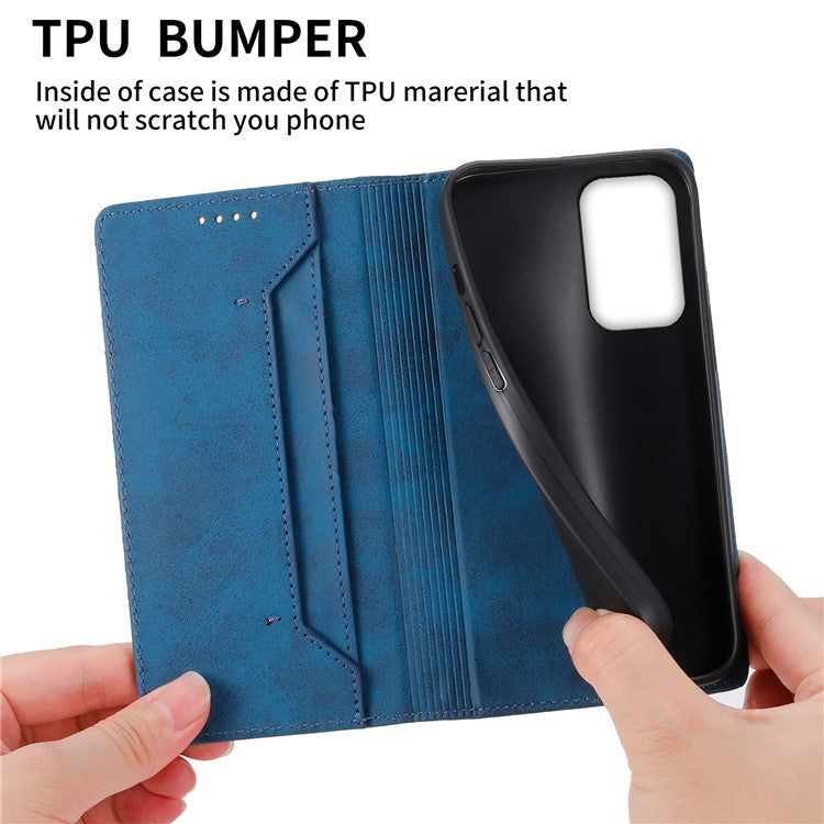 DF-05 For Samsung Galaxy A23 5G (Global Version) / A23 4G Wallet Phone Leather Case RFID Blocking Stand Phone Cover - Blue