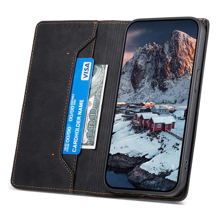 DF-05 For Samsung Galaxy A14 4G / 5G PU Leather Case RFID Blocking Phone Cover with Stand Wallet - Black