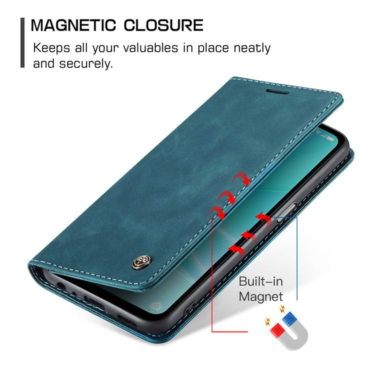 CASEME 013 Series Leather Case for Oppo A57 4G / A57s 4G / A57e 4G / A77 4G / A77s 4G / OnePlus Nord N20 SE 4G Wallet Stand Phone Cover - Blue