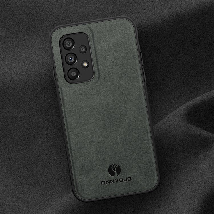 ANNYOJO For Samsung Galaxy A53 5G PU Leather Coated PC+TPU Cover Anti-scratch Phone Case - Grey