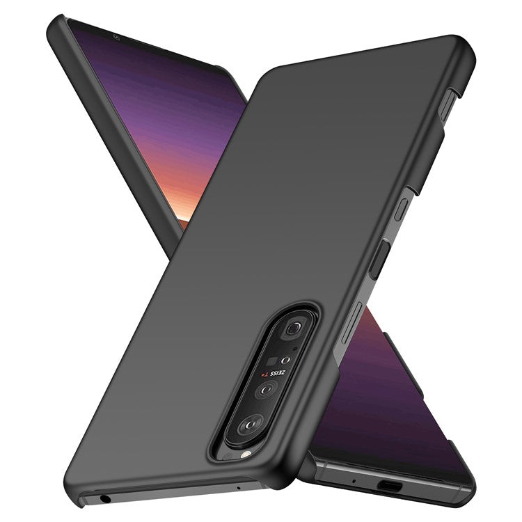 For Sony Xperia 1 III 5G Solid Color Shockproof Phone Case Hard PC Back Cover - Black