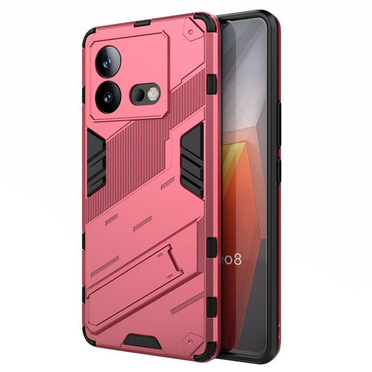 For vivo iQOO Neo8 5G Kickstand Phone Case PC + TPU Dual Layer Shockproof Phone Cover - Rose