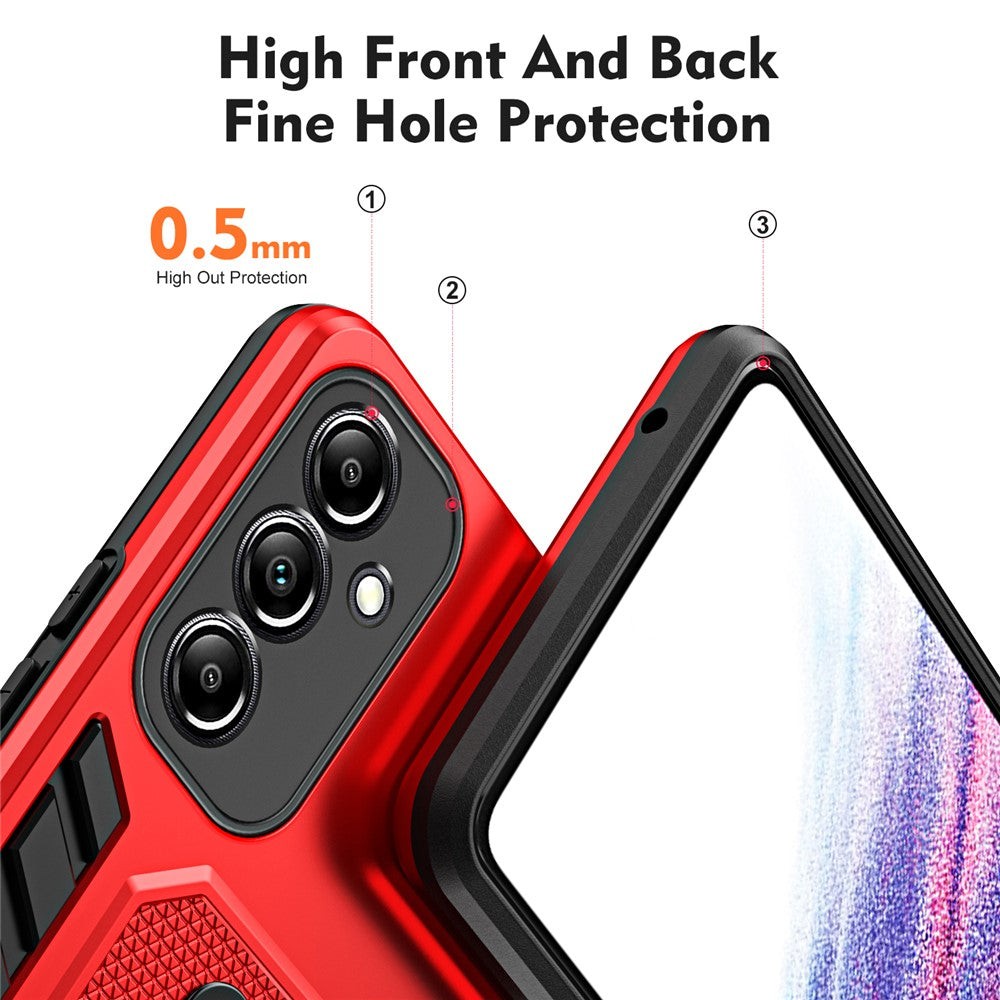 For Samsung Galaxy M14 5G Silicone Ring Strap TPU+PC Phone Case Metal Kickstand Cover - Red