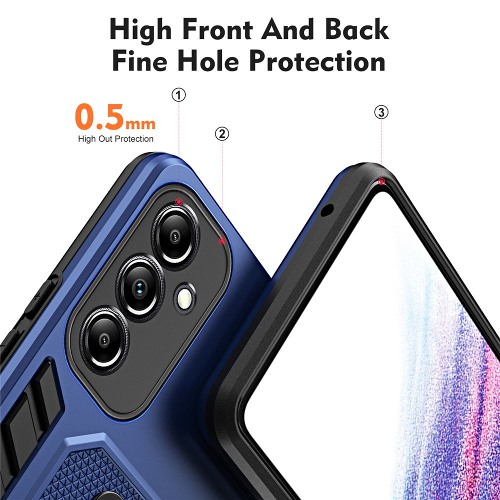 For Samsung Galaxy M14 5G Silicone Ring Strap TPU+PC Phone Case Metal Kickstand Cover - Blue