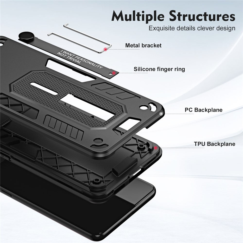For Samsung Galaxy M54 5G / F54 5G Phone Case Silicone Ring Strap TPU+PC Back Cover with Metal Kickstand - Black