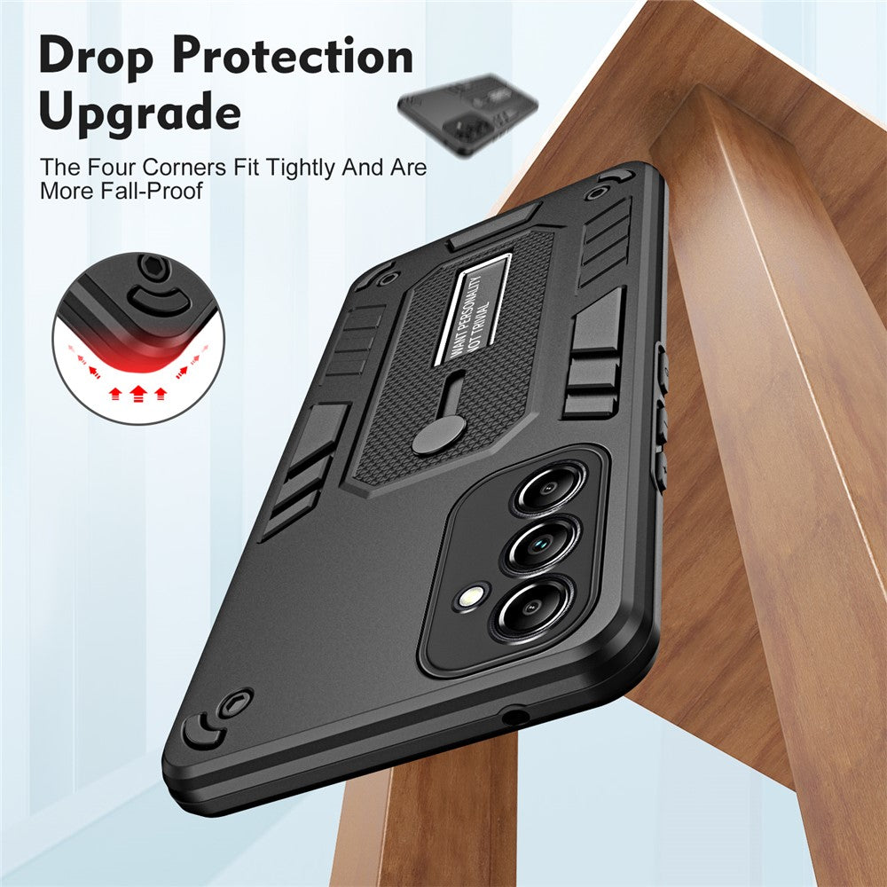 For Samsung Galaxy M54 5G / F54 5G Phone Case Silicone Ring Strap TPU+PC Back Cover with Metal Kickstand - Black