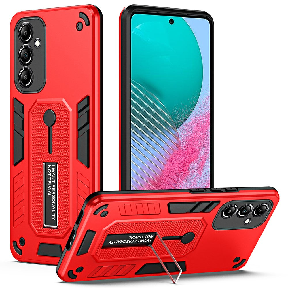 For Samsung Galaxy M54 5G / F54 5G Phone Case Silicone Ring Strap TPU+PC Back Cover with Metal Kickstand - Red