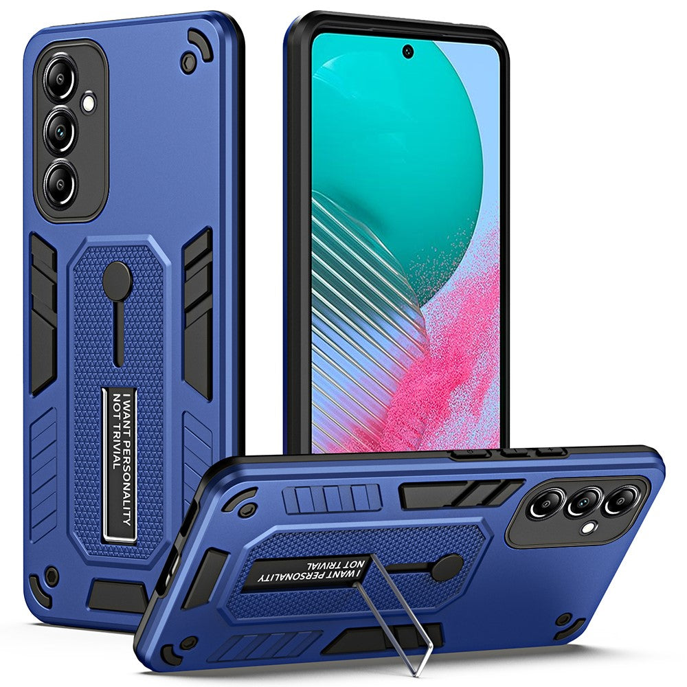 For Samsung Galaxy M54 5G / F54 5G Phone Case Silicone Ring Strap TPU+PC Back Cover with Metal Kickstand - Blue