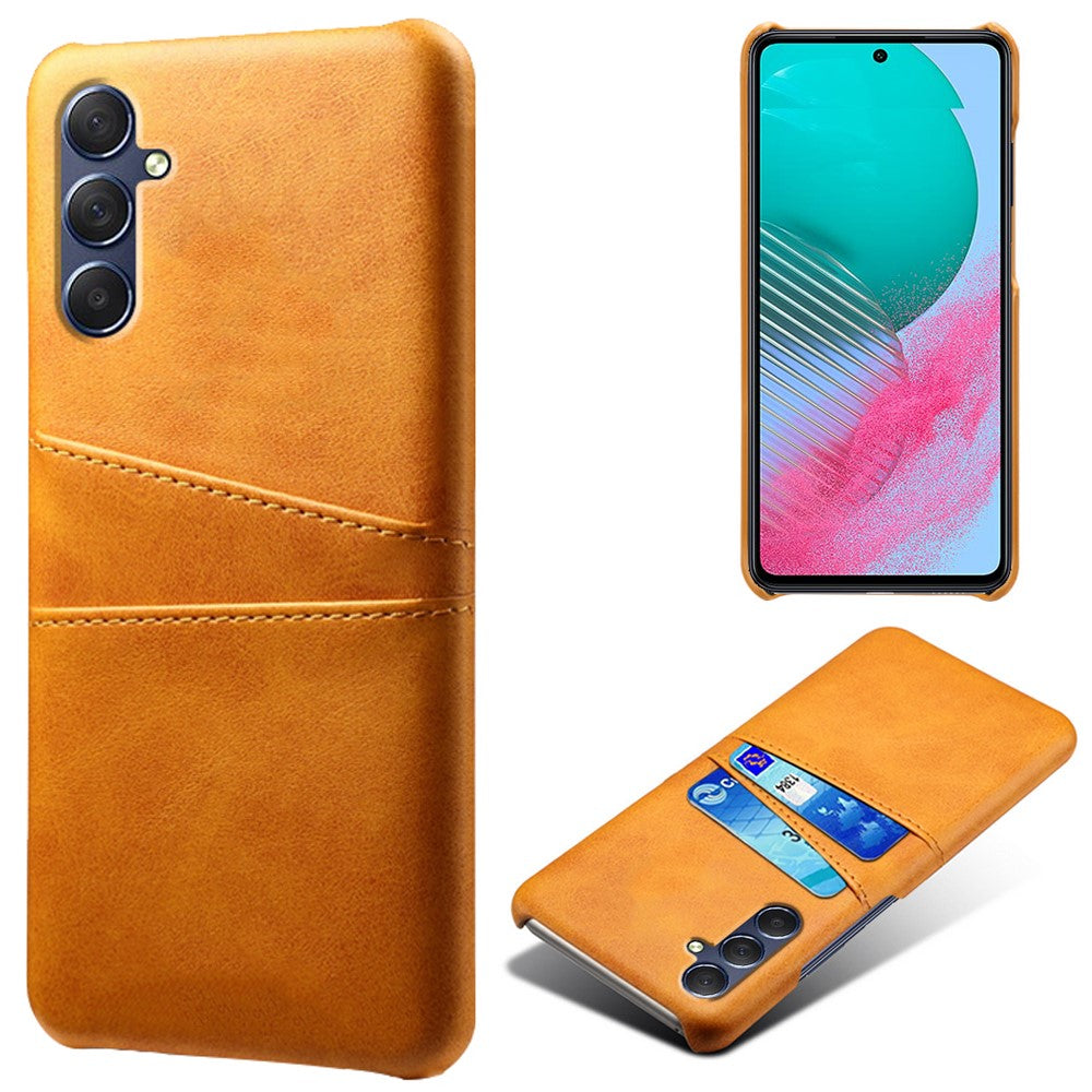 For Samsung Galaxy M54 5G / F54 5G Dual Card Slots Phone Case PU Leather Coated Hard PC Back Cover - Orange