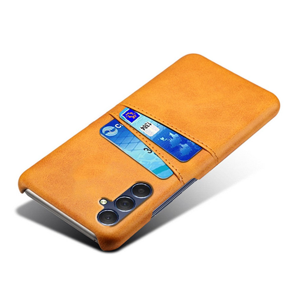 For Samsung Galaxy M54 5G / F54 5G Dual Card Slots Phone Case PU Leather Coated Hard PC Back Cover - Orange