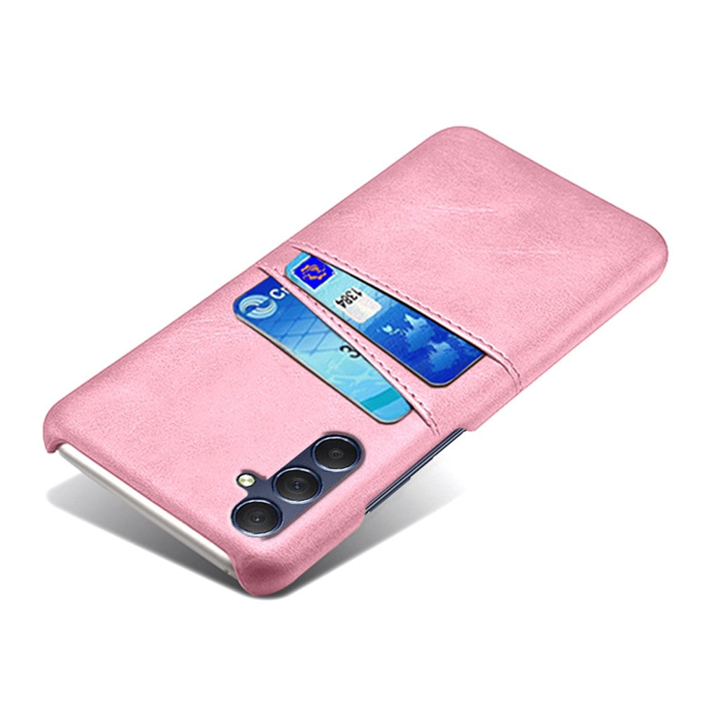 For Samsung Galaxy M54 5G / F54 5G Dual Card Slots Phone Case PU Leather Coated Hard PC Back Cover - Rose Gold