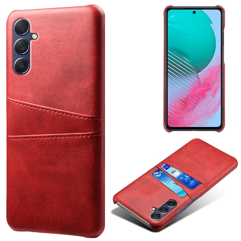 For Samsung Galaxy M54 5G / F54 5G Dual Card Slots Phone Case PU Leather Coated Hard PC Back Cover - Red