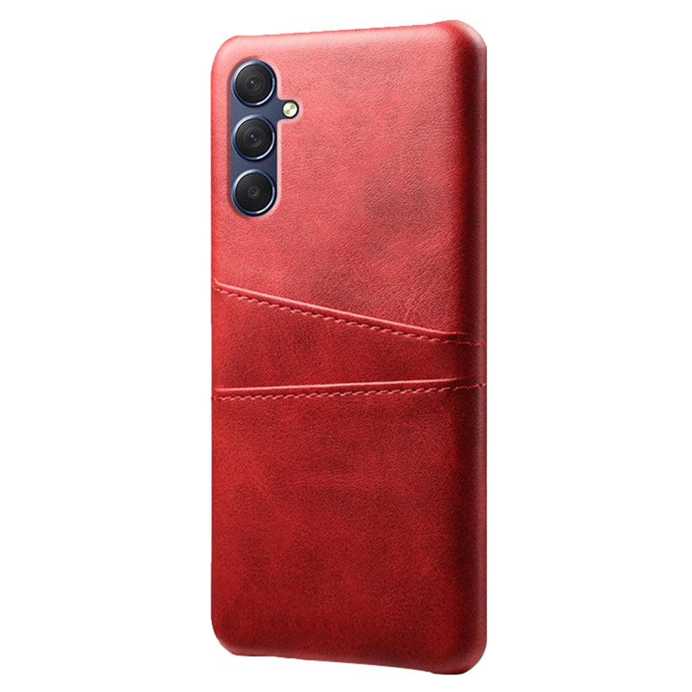For Samsung Galaxy M54 5G / F54 5G Dual Card Slots Phone Case PU Leather Coated Hard PC Back Cover - Red
