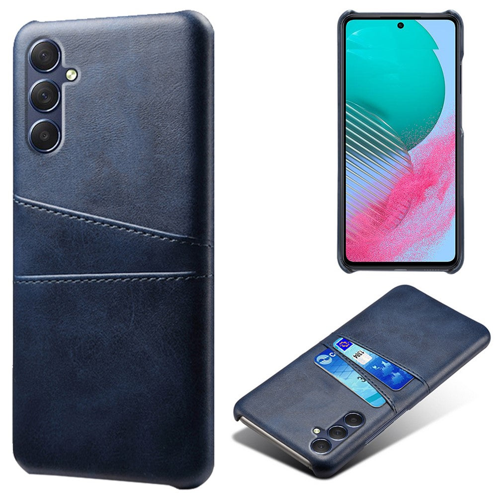 For Samsung Galaxy M54 5G / F54 5G Dual Card Slots Phone Case PU Leather Coated Hard PC Back Cover - Blue