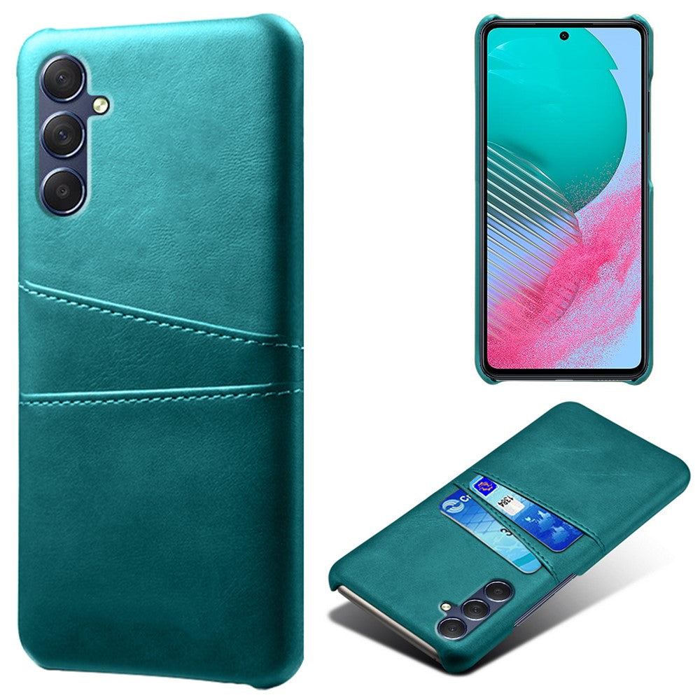 For Samsung Galaxy M54 5G / F54 5G Dual Card Slots Phone Case PU Leather Coated Hard PC Back Cover - Green