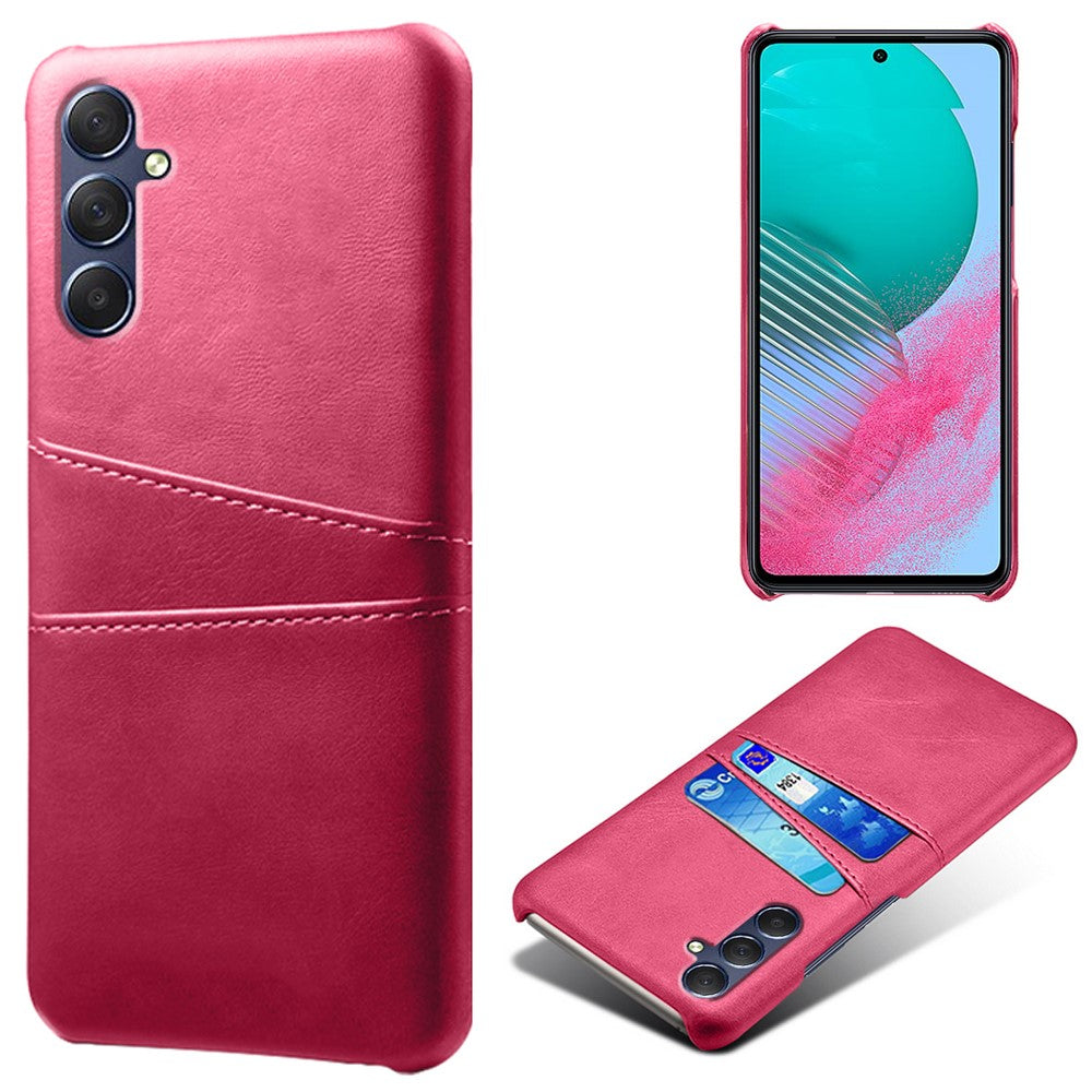 For Samsung Galaxy M54 5G / F54 5G Dual Card Slots Phone Case PU Leather Coated Hard PC Back Cover - Rose