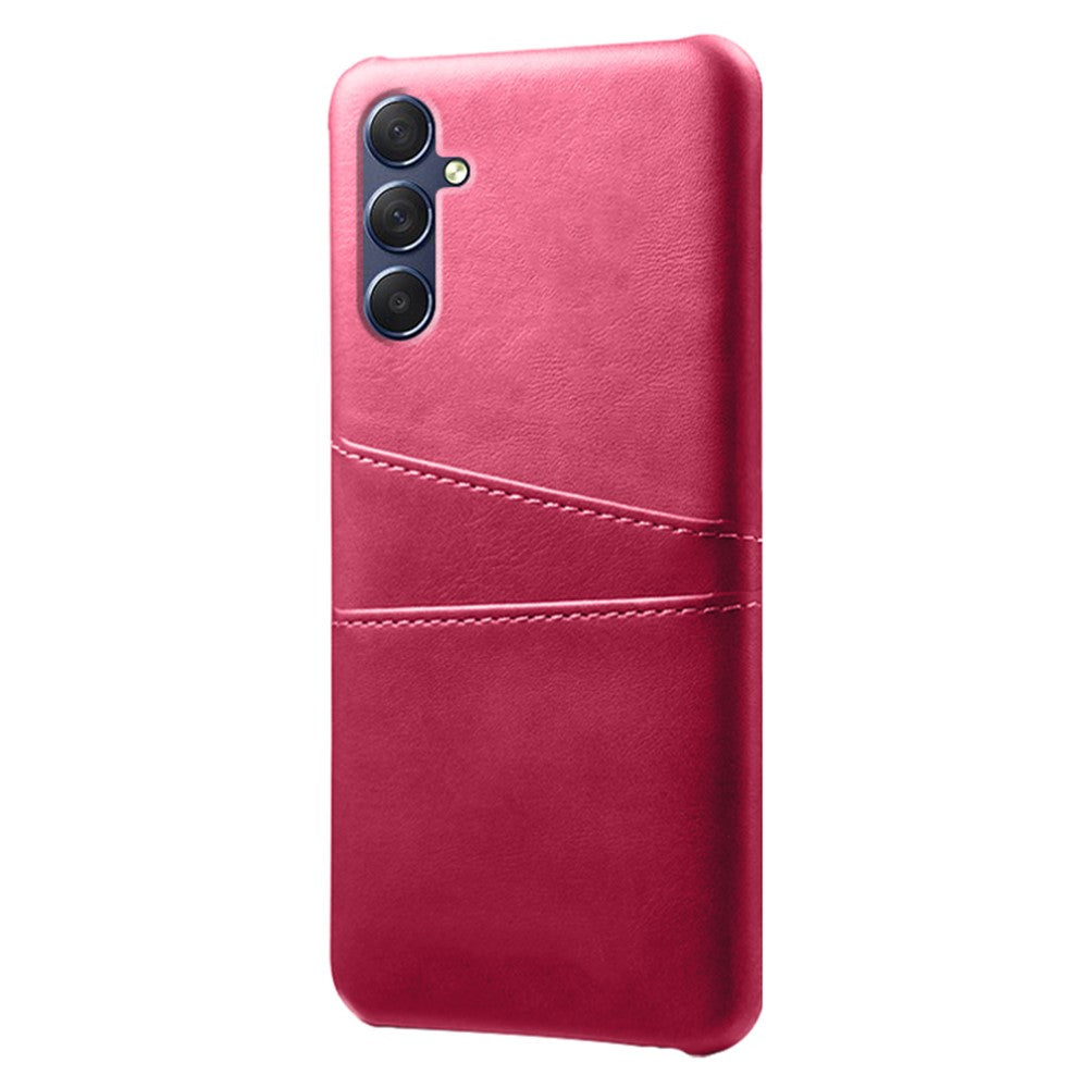 For Samsung Galaxy M54 5G / F54 5G Dual Card Slots Phone Case PU Leather Coated Hard PC Back Cover - Rose