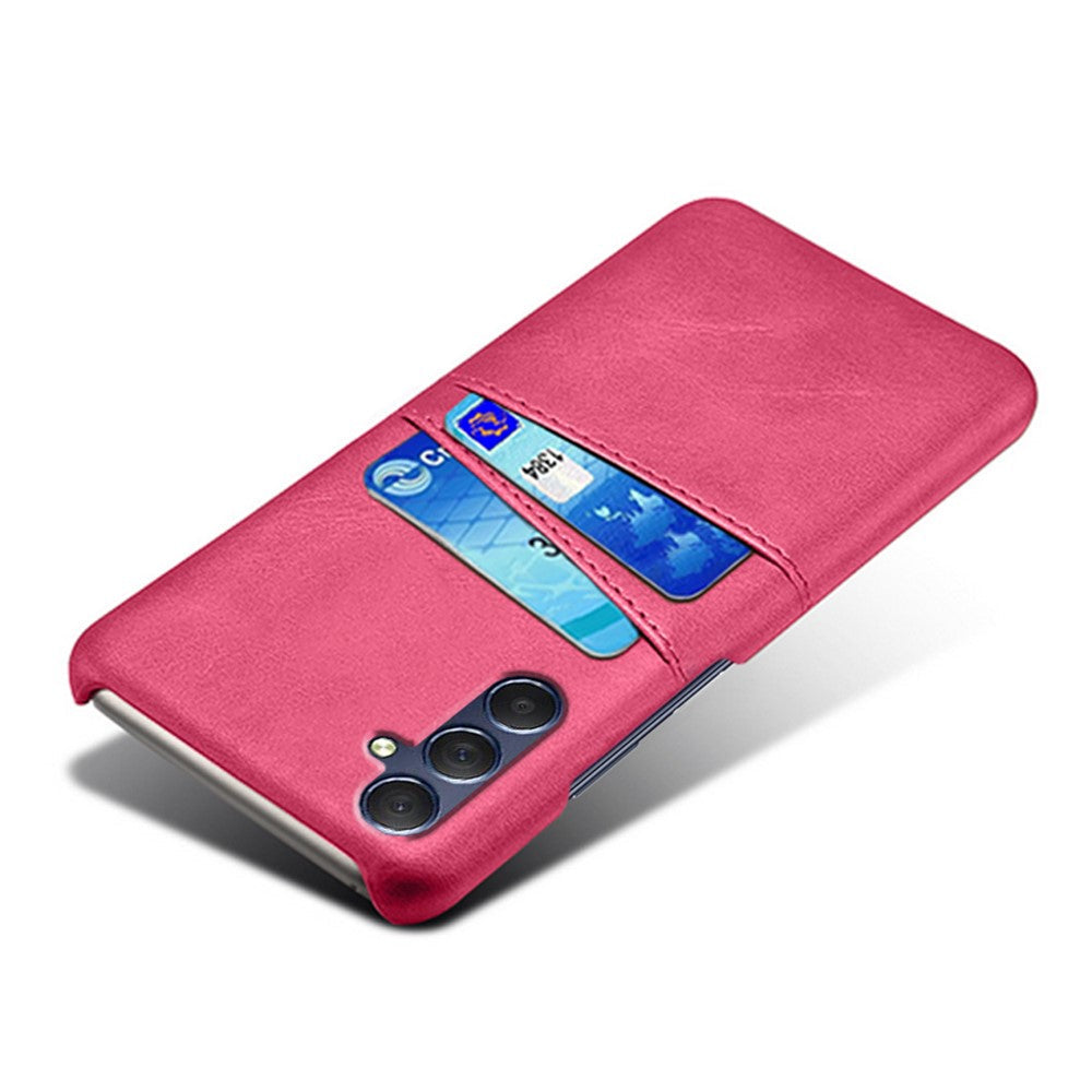 For Samsung Galaxy M54 5G / F54 5G Dual Card Slots Phone Case PU Leather Coated Hard PC Back Cover - Rose