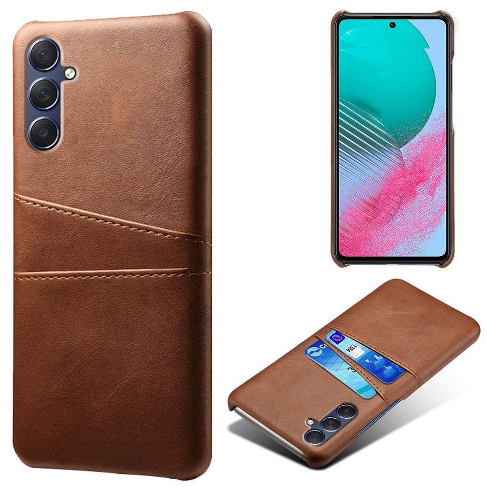 For Samsung Galaxy M54 5G / F54 5G Dual Card Slots Phone Case PU Leather Coated Hard PC Back Cover - Brown