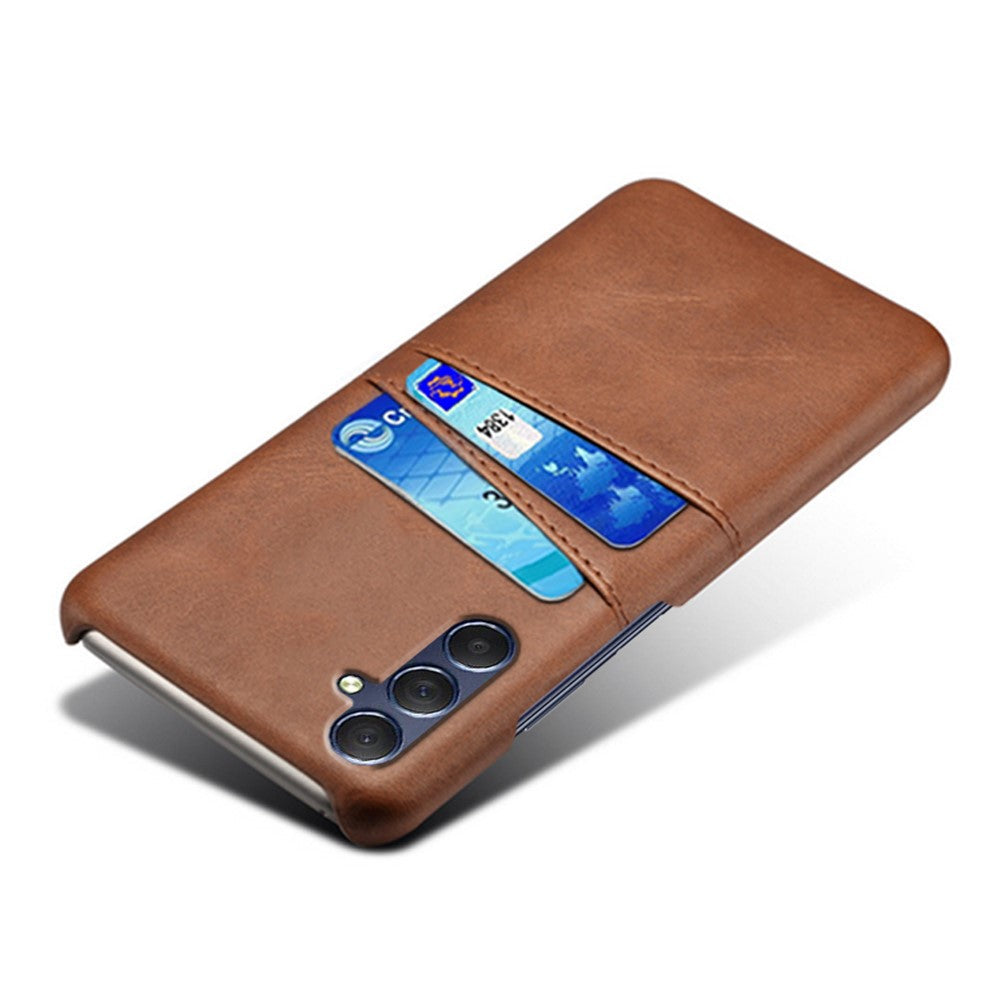 For Samsung Galaxy M54 5G / F54 5G Dual Card Slots Phone Case PU Leather Coated Hard PC Back Cover - Brown