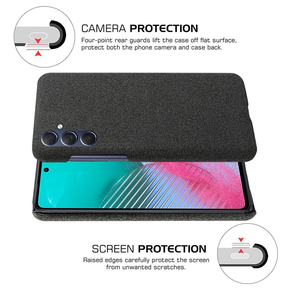 For Samsung Galaxy M54 5G / F54 5G Cloth+Hard PC Back Cover Scratch-proof Protective Phone Case - Black