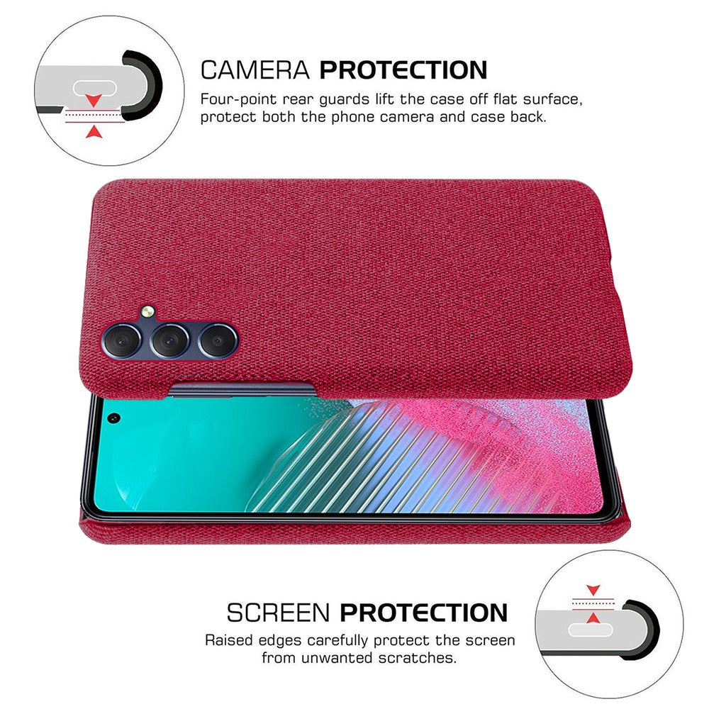 For Samsung Galaxy M54 5G / F54 5G Cloth+Hard PC Back Cover Scratch-proof Protective Phone Case - Red