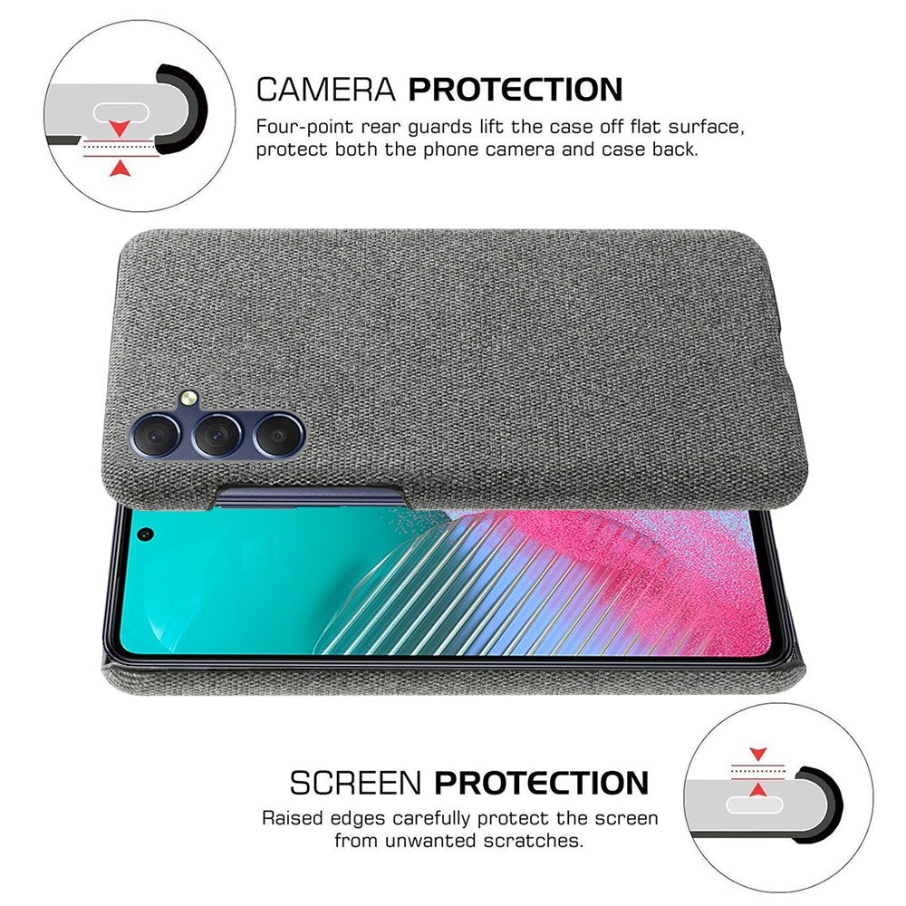 For Samsung Galaxy M54 5G / F54 5G Cloth+Hard PC Back Cover Scratch-proof Protective Phone Case - Grey