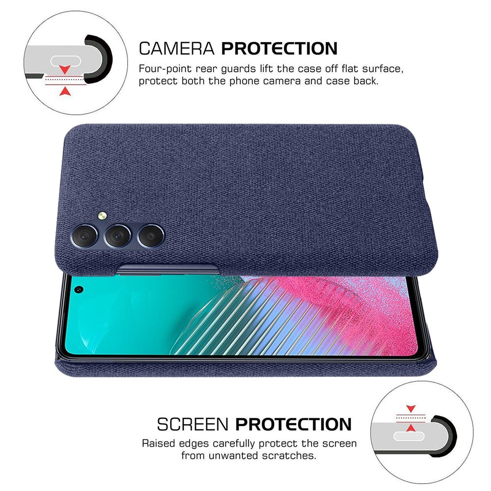 For Samsung Galaxy M54 5G / F54 5G Cloth+Hard PC Back Cover Scratch-proof Protective Phone Case - Blue