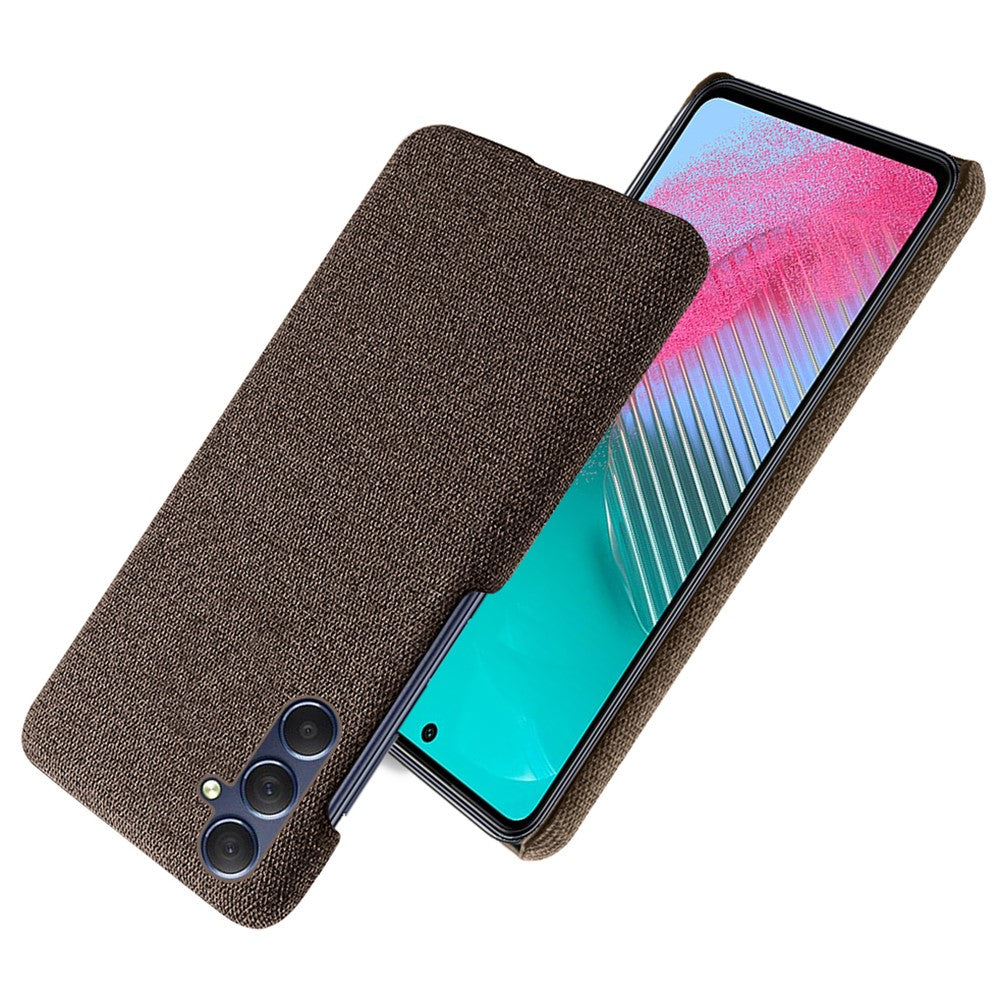 For Samsung Galaxy M54 5G / F54 5G Cloth+Hard PC Back Cover Scratch-proof Protective Phone Case - Brown