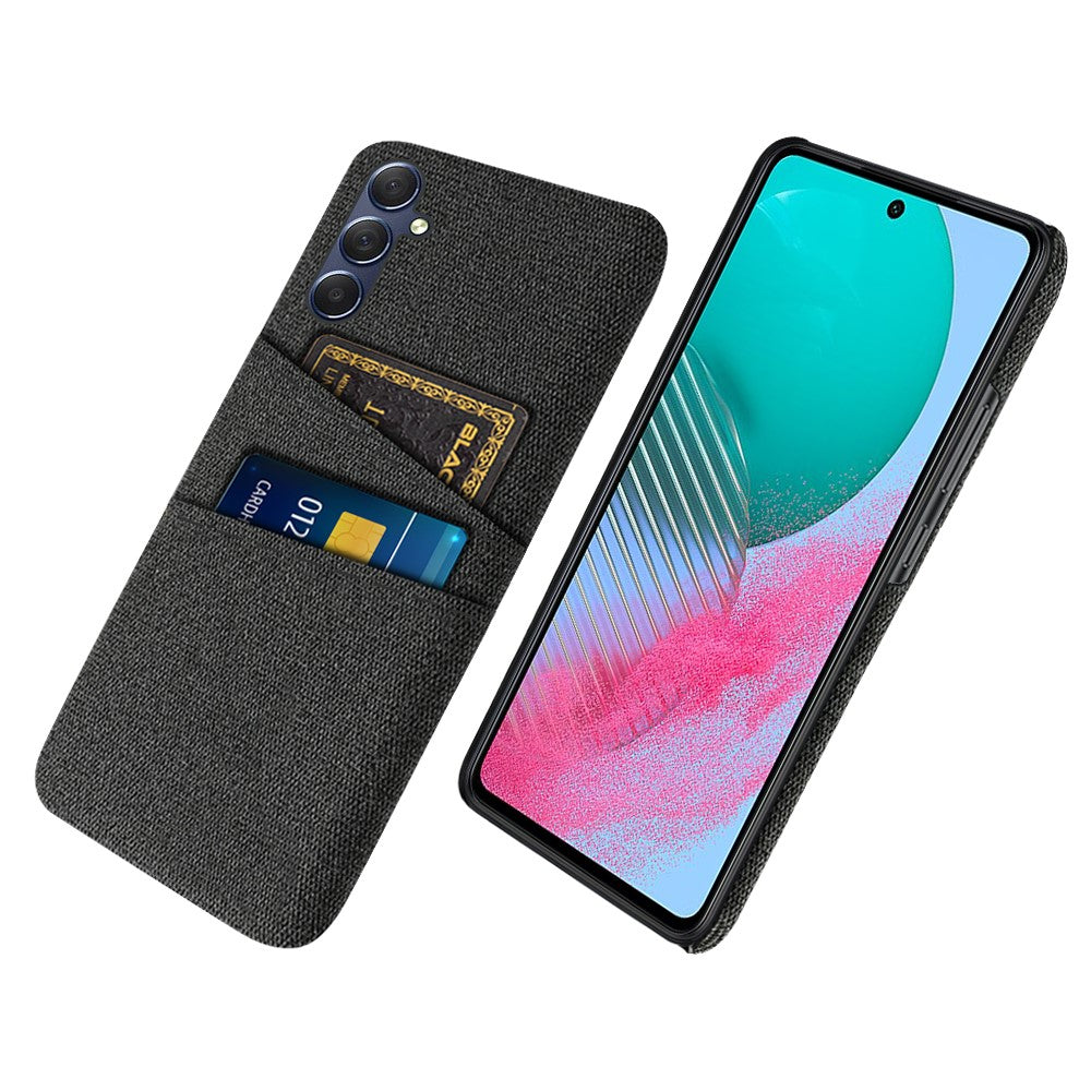 Phone Case for Samsung Galaxy M54 5G / F54 5G , PC + Cloth Anti-drop Cover with Dual Card Slots - Black