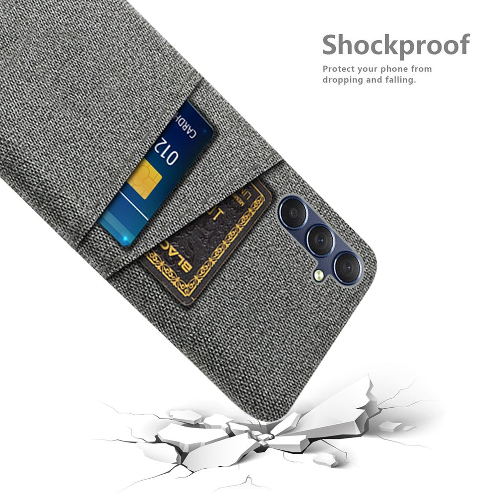 Phone Case for Samsung Galaxy M54 5G / F54 5G , PC + Cloth Anti-drop Cover with Dual Card Slots - Grey