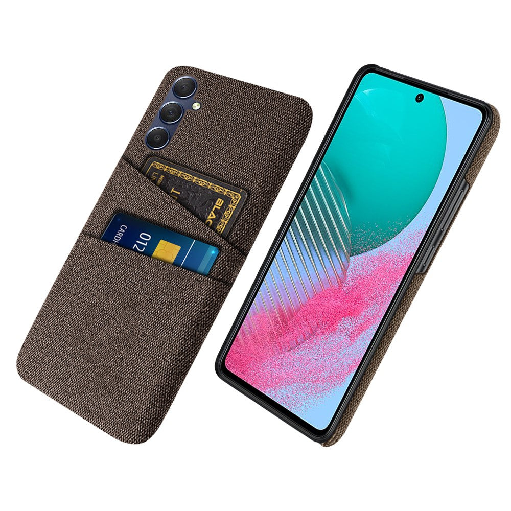 Phone Case for Samsung Galaxy M54 5G / F54 5G , PC + Cloth Anti-drop Cover with Dual Card Slots - Brown