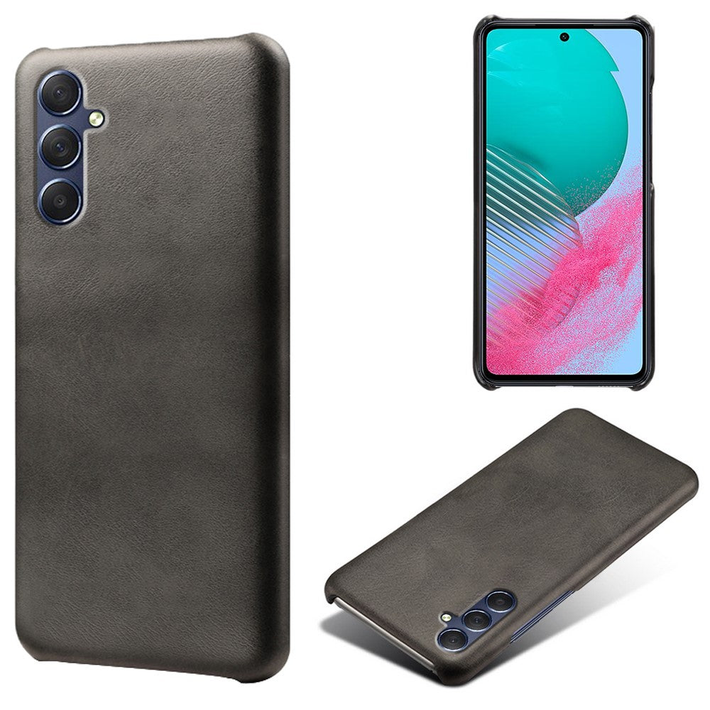 For Samsung Galaxy M54 5G / F54 5G Calf Texture Phone Case Shockproof PU Leather+PC Smartphone Cover - Black