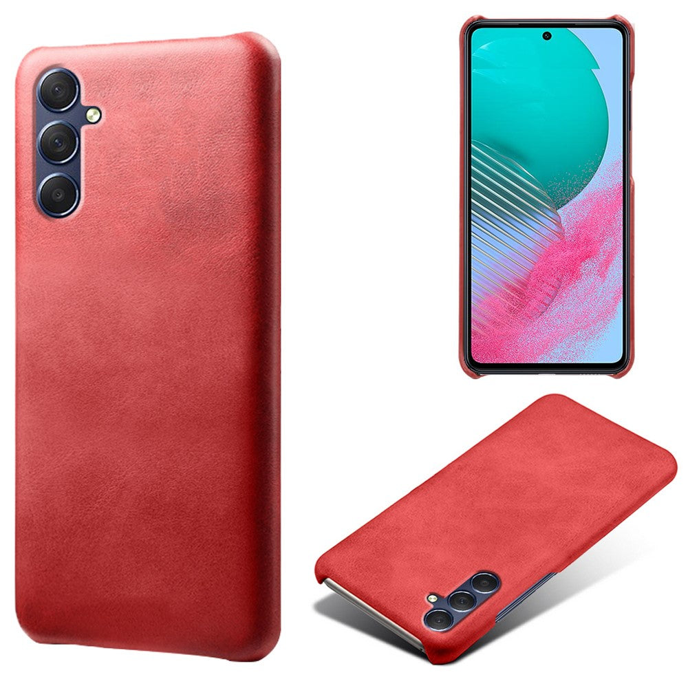 For Samsung Galaxy M54 5G / F54 5G Calf Texture Phone Case Shockproof PU Leather+PC Smartphone Cover - Red