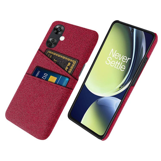 For OnePlus Nord CE3 5G / CE 3 Lite 5G / Nord N30 5G Cell Phone Case Hard PC + Cloth Mobile Phone Cover with Dual Card Slots - Red