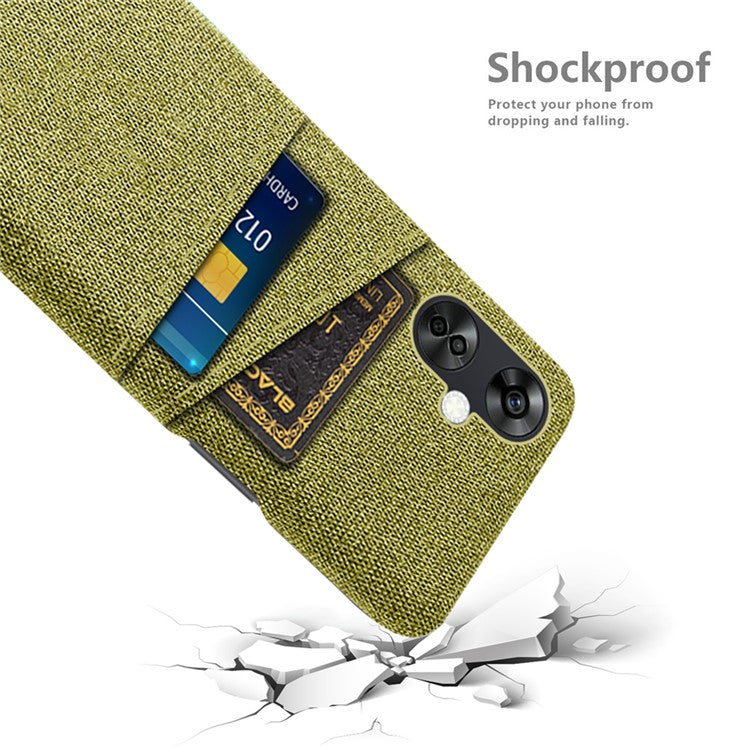 For OnePlus Nord CE3 5G / CE 3 Lite 5G / Nord N30 5G Cell Phone Case Hard PC + Cloth Mobile Phone Cover with Dual Card Slots - Yellow