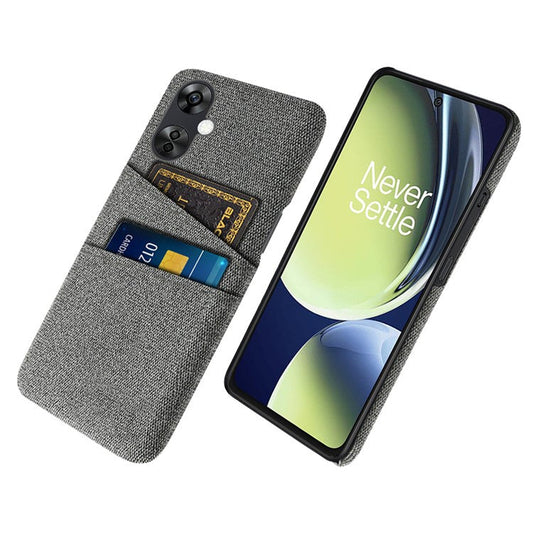 For OnePlus Nord CE3 5G / CE 3 Lite 5G / Nord N30 5G Cell Phone Case Hard PC + Cloth Mobile Phone Cover with Dual Card Slots - Grey