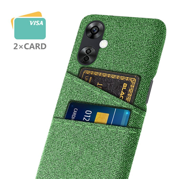 For OnePlus Nord CE3 5G / CE 3 Lite 5G / Nord N30 5G Cell Phone Case Hard PC + Cloth Mobile Phone Cover with Dual Card Slots - Green