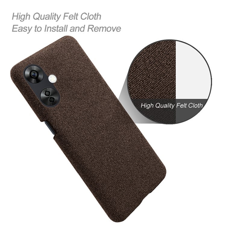 For OnePlus Nord CE3 5G / CE 3 Lite 5G / Nord N30 5G Shockproof Non-Slip Case Cloth+Hard PC Protective Phone Cover - Brown