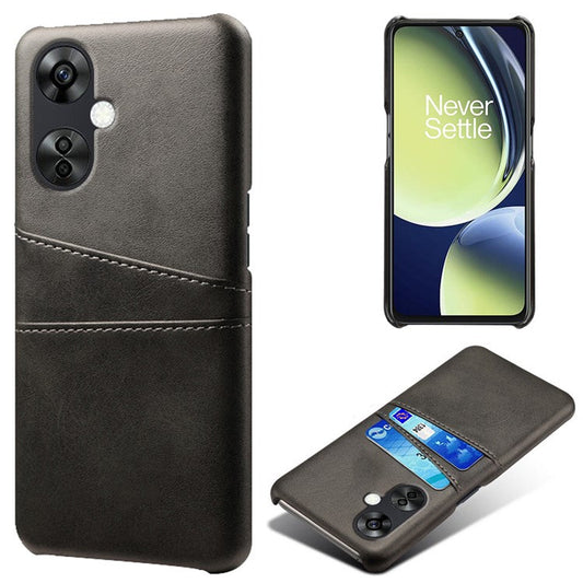 For OnePlus Nord CE3 5G / CE 3 Lite 5G / Nord N30 5G PU Leather Coated PC Case Cover Mobile Phone Shell with Dual Card Slots - Black