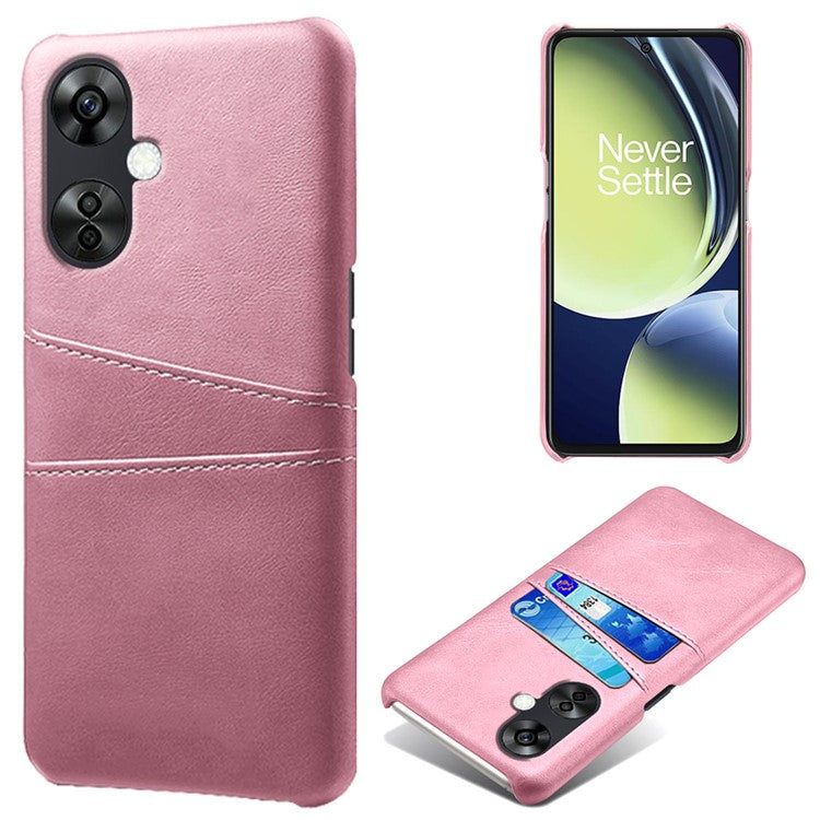 For OnePlus Nord CE3 5G / CE 3 Lite 5G / Nord N30 5G PU Leather Coated PC Case Cover Mobile Phone Shell with Dual Card Slots - Rose Gold