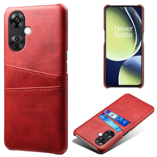 For OnePlus Nord CE3 5G / CE 3 Lite 5G / Nord N30 5G PU Leather Coated PC Case Cover Mobile Phone Shell with Dual Card Slots - Red