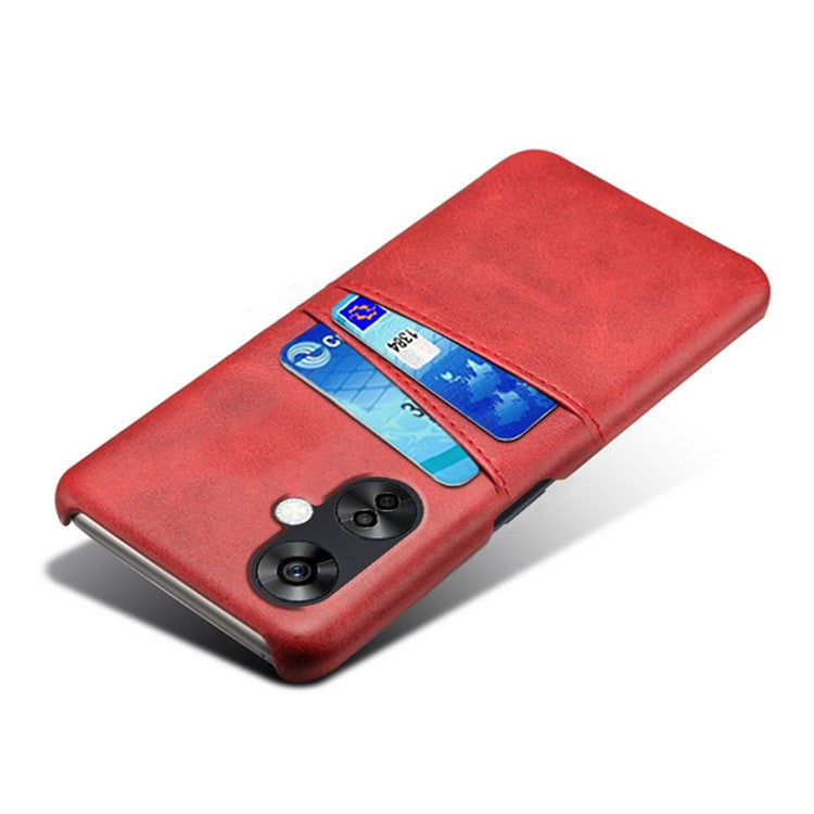 For OnePlus Nord CE3 5G / CE 3 Lite 5G / Nord N30 5G PU Leather Coated PC Case Cover Mobile Phone Shell with Dual Card Slots - Red