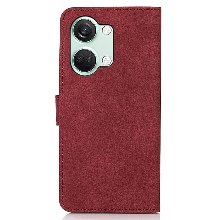 KHAZNEH For OnePlus Nord 3 5G / Ace 2V Anti-Fingerprint Textured Phone Case PU Leather Wallet Stand Phone Cover - Red