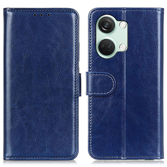 For OnePlus Nord 3 5G / Ace 2V Crazy Horse Texture Flip Phone Cover Wallet TPU+PU Leather Stand Case - Blue