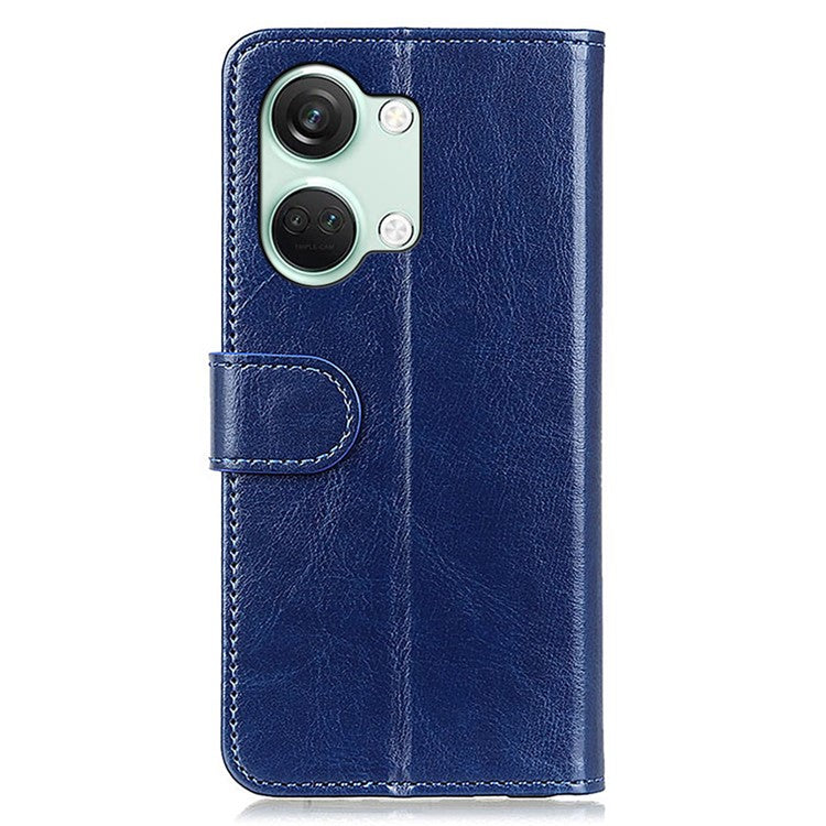 For OnePlus Nord 3 5G / Ace 2V Crazy Horse Texture Flip Phone Cover Wallet TPU+PU Leather Stand Case - Blue