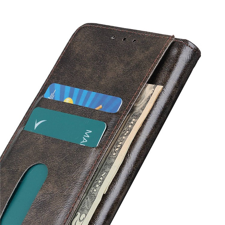 KHAZNEH Phone Wallet Case for OnePlus Nord 3 5G / Ace 2V Stand Flip PU Leather Shell Cover - Coffee