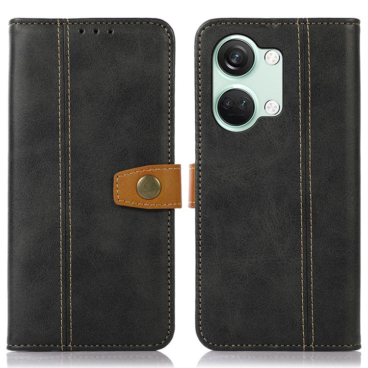 Phone Case for OnePlus Nord 3 5G / Ace 2V Calf Texture Foldable Stand Wallet Flip PU Leather Cover - Black