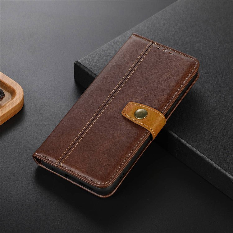 Phone Case for OnePlus Nord 3 5G / Ace 2V Calf Texture Foldable Stand Wallet Flip PU Leather Cover - Coffee