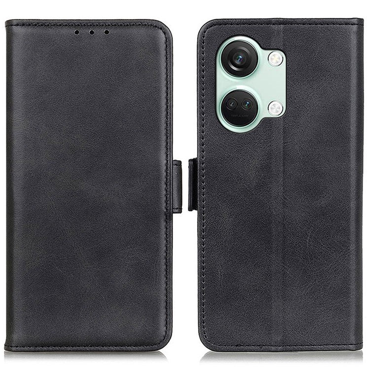 For OnePlus Nord 3 5G / Ace 2V Cowhide Texture Wallet Stand Phone Case PU Leather Cover Shell - Black